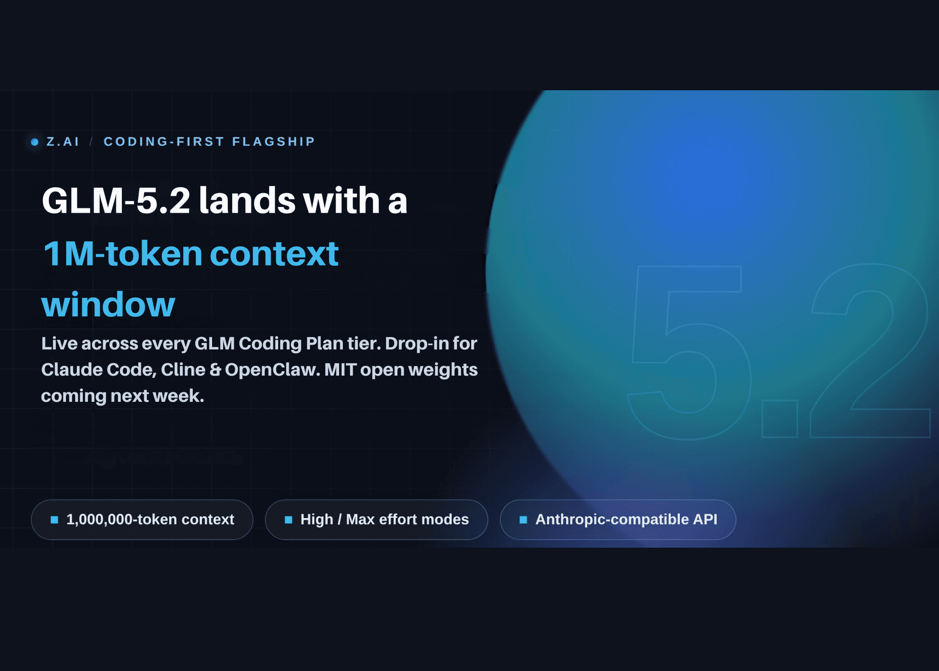 🧠 GLM‑5.2 de **Z.ai** déploie un contexte de **1 